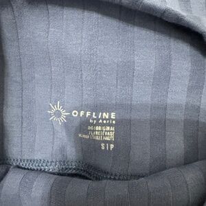 Blue ribbed flare leggings